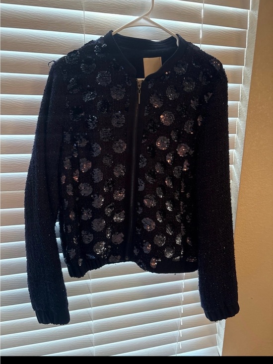 elevenses Jackets & Blazers - Anthropologie bomber tweed sequin jacket large